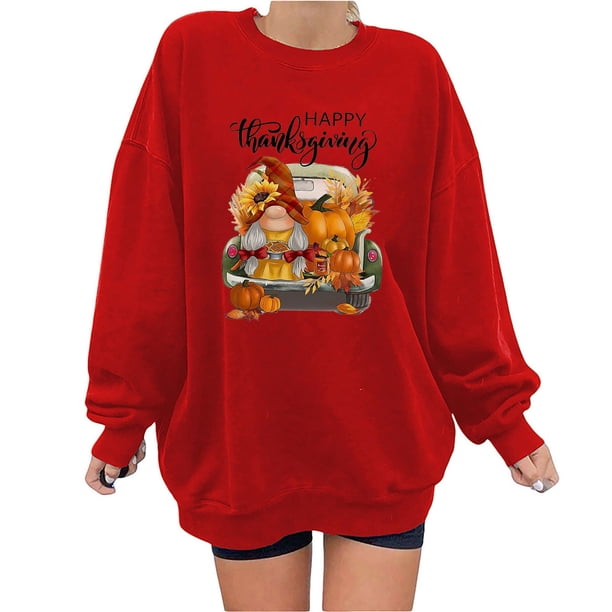 Sudaderas de Acción de Gracias Para Mujer, Blusa Holgada de Manga Larga Con Estampado A La Moda, Suéter Informal de Cuello Redondo, Tops, Sudadera Odeerbi ODB122757