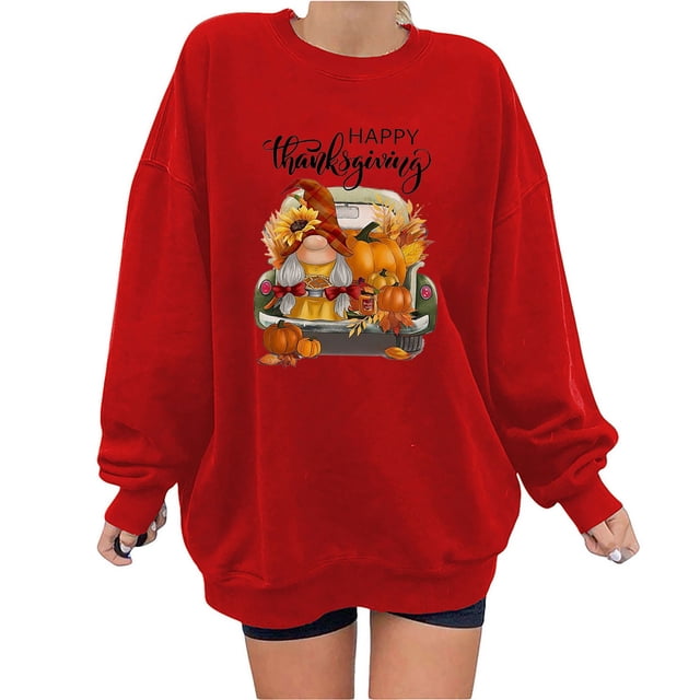 Sudaderas de Acción de Gracias Para Mujer, Blusa Holgada de Manga Larga Con Estampado A La Moda, Suéter Informal de Cuello Redondo, Tops, Sudadera Odeerbi ODB122761