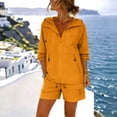 thumbnail image 4 of Gealkoca Women's UPF 50+ Sun Shirts UV Protection Long Sleeve Jacket with Hooded Summer Shorts Set Hiking Fishing Suit Womens Loose Outdoor Sports Set, 4 of 7