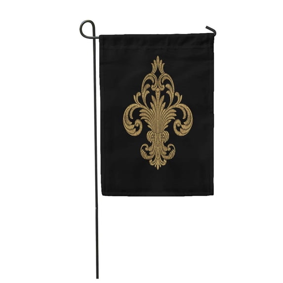 SIDONKU Emblem Golden Vintage Baroque Pattern Acanthus Album Antique Border Garden Flag Decorative Flag House Banner 12x18 inch
