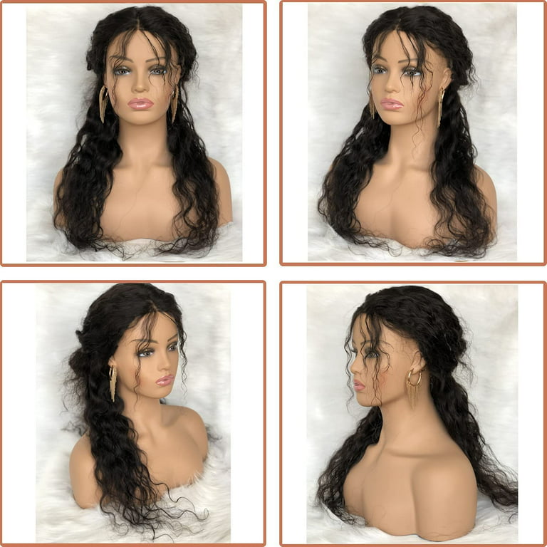Realistic Female Mannequin Head with Shoulder Manikin PVC Head Bust Wig  Head Stand with Makeup Smiley for Wigs Display