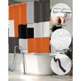 thumbnail image 5 of Split Shower Curtain for Transfer Bench, Burnt Orange Black Fabric Shower Curtains for Bathroom, Modern Abstract Geometric Tub Sliding Transfer Bench Waterproof Bath Curtains 72"x78", 5 of 9