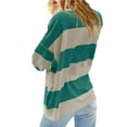 thumbnail image 5 of BiZtdJrK Long Sleeve T Shirts for Women Striped Print Half Zip Sweatshirt V Neck Loose Casual Y2k Tops with Pockets Birthday Gift Green XXL, 5 of 7