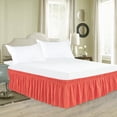 thumbnail image 3 of GFDYREE Wrap Around Bed Skirts with Adjustable Belts for King & Cal King Beds 15 Inch Drop, Coral Elastic Dust Ruffles with Adjustable Belts Silky Luxrious Fabric Machine Washable, 3 of 7