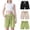 Green, variant on AUNVITO 3-Pack Boys & Girls Cotton Linen Shorts Solid Color Fashion Casual Outfit