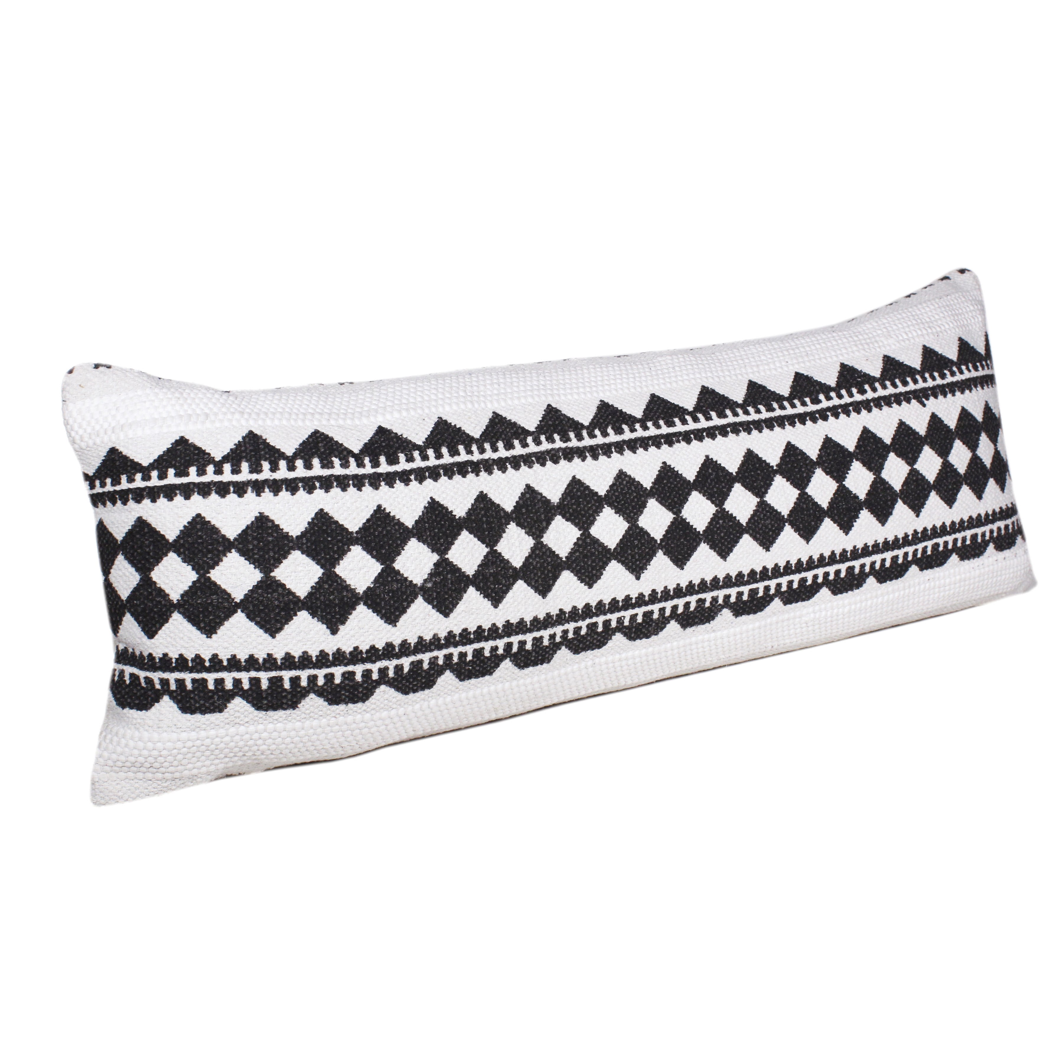 Ox Bay Indoor Mosaic Geometric Stripe Throw Pillow, Black / White, 14" x 36"