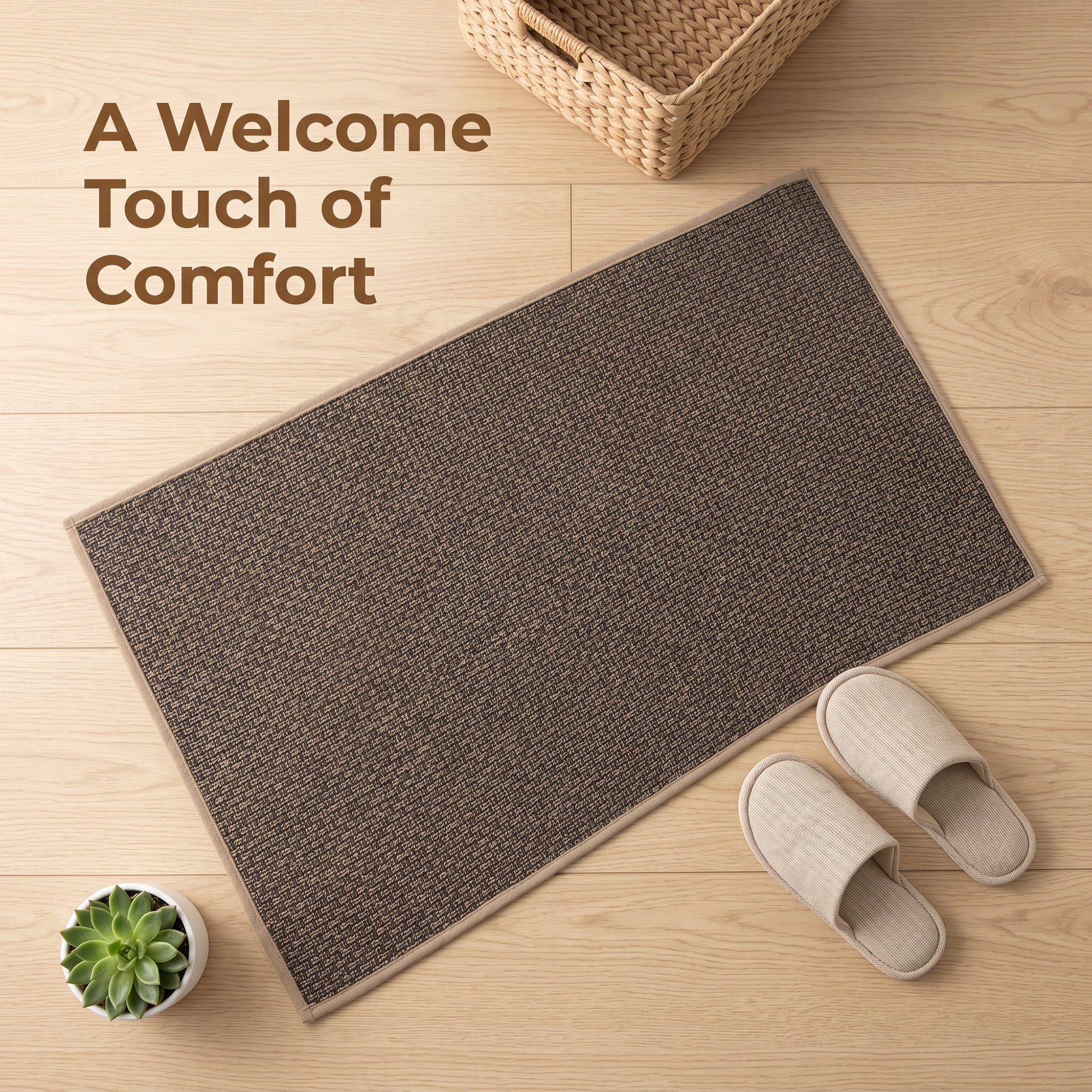 Unique Bargains Geometric Kitchen Rugs Absorbent Cotton Blend Runner Rug Brown 30" x 18"
