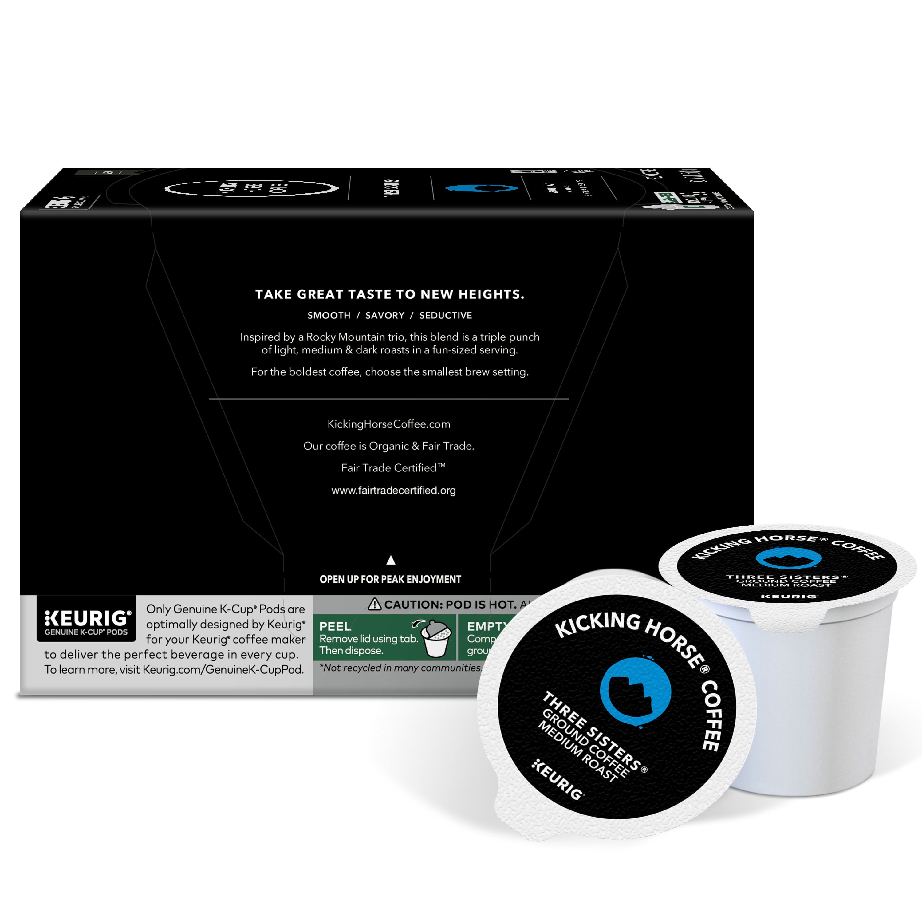 Kicking Horse Coffee, Three Sisters, Single Serve Keurig K-Cup Pods, Medium Roast Coffee, 60-Count Box