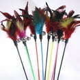 thumbnail image 2 of Funny Large Size Pet Cat Teaser Feather With Bell Interactive Toy Random Color, 2 of 5