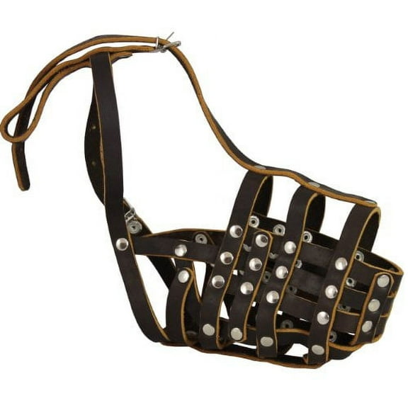 Secure Genuine Leather Mesh Dog Basket Muzzle - Doberman Male, (Circumference 14", Snout Length 3.5")
