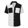 thumbnail image 4 of ZVNAΖH Men's S-3XL Color Block Casual Striped Short Sleeve Collared Button Down Shirt with Dual Pockets, 4 of 6