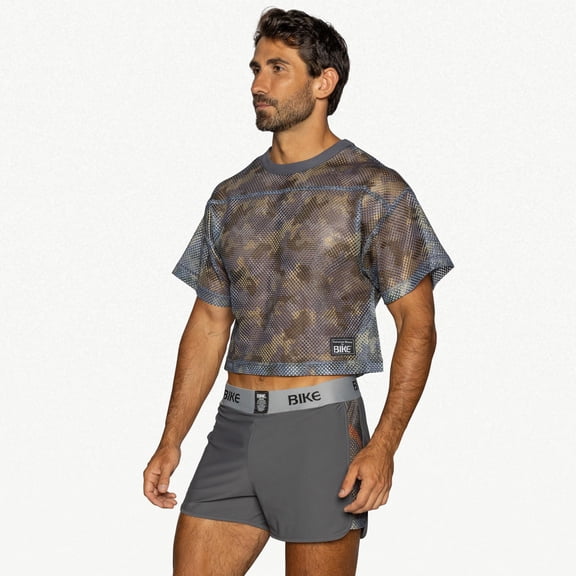 Bike Athletic Unisex Short Sleeve Practice Jersey, Soft Lightweight Performance Fabric Crop Top, Loose Fit Athletic | Camo