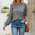 thumbnail image 4 of CEHVOM Blouse Décontractée à Manches Longues pour Femmes, Col Rond, Couture Unie, Ample et Fine, 4 of 5