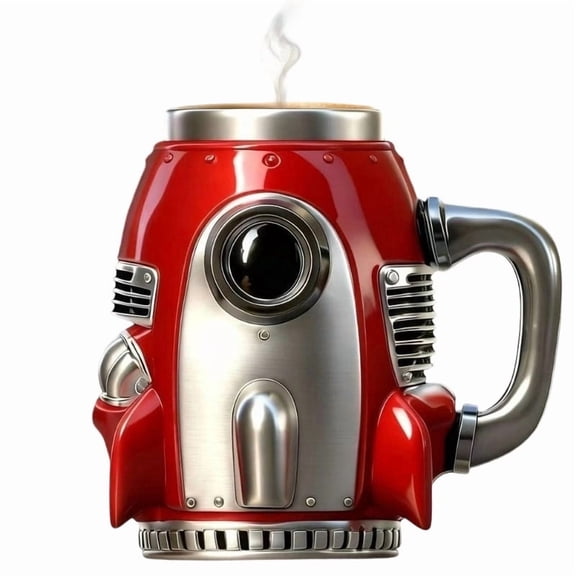 Meitianfacai Rocket Coffee Mug, Resin and Stainless Steel Spacecraft Themed Cup, Unique Novelty Drinkware for Hot and Cold Beverages