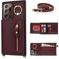thumbnail image 5 of Samsung Galaxy Note 20 Ultra 5G Phone Case for Women with Card Holder,Note 20 Ultra Case Wallet Crossbody Lanyard with Strap,Credit Card Slots Kickstand Case with Ring Holder,6.9 Inch,Burgundy, 5 of 14