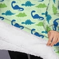 thumbnail image 3 of Oversized Wearable Blanket Hoodie,Colorful Dinosaurs Leaves Pattern Sherpa Blanket Hoodie with Super Pockets,Super Warm Fuzzy Pullover for Women & Men, 3 of 6