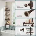 thumbnail image 4 of Corner Shower Caddy Tension Pole Brown Shower Caddy 18/8 Stainless Steel Rustproof 4 Tier Adjustable Shower Organizer Bathroom Shelves Storage Rack 32-122inch, 4 of 7