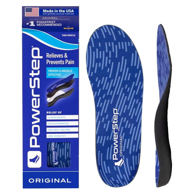 Plantillas PowerStep Original Negro para Alivio del Dolor de Arco y Soporte para Fascitis Plantar