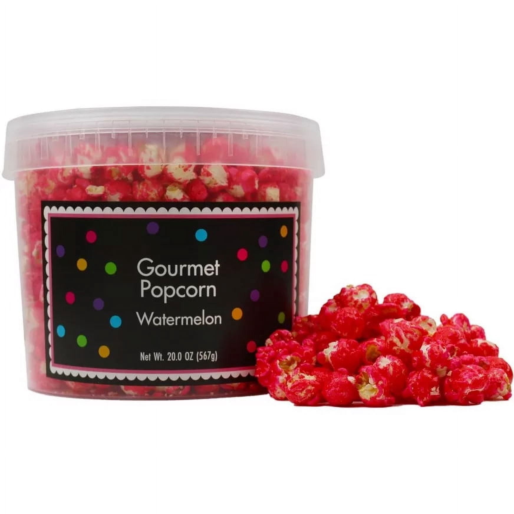 Pink Popcorn with Scoop, 20 Ounce, Watermelon Flavored Popcorn Tub, Fresh Gourmet Popcorn, The Hampton Popcorn & Candy Company