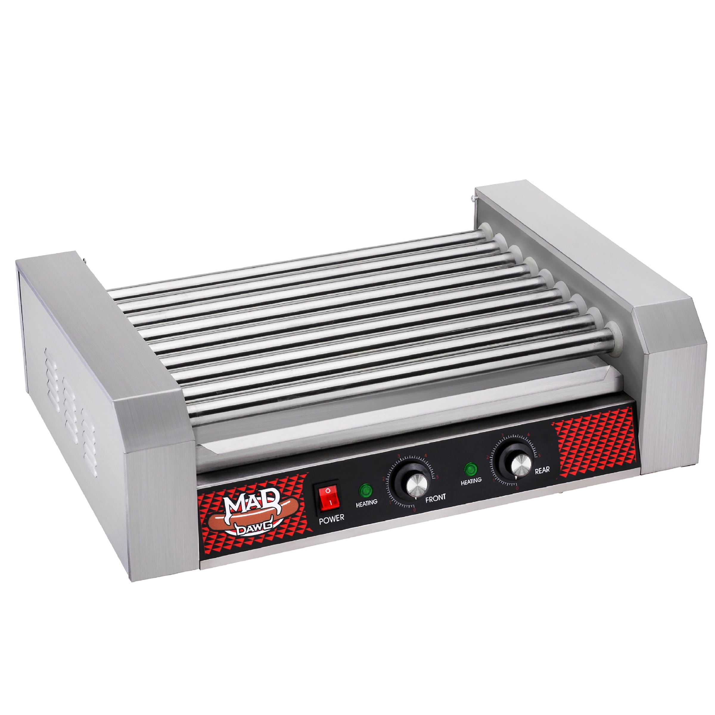 Hot Dog Roller Machine - Stainless-Steel Cooker with 9 Rollers - Cooks 24 Hot Dogs - Concession Stand Supplies by Great Northern Popcorn