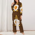 thumbnail image 6 of Salouo Gnomes With Honey Pattern Women's Pajamas Set Long Sleeve Button Down Sleepwear Soft Pj Lounge Sets for women 2 Piece Pjs Set with Long Pants -Large, 6 of 8