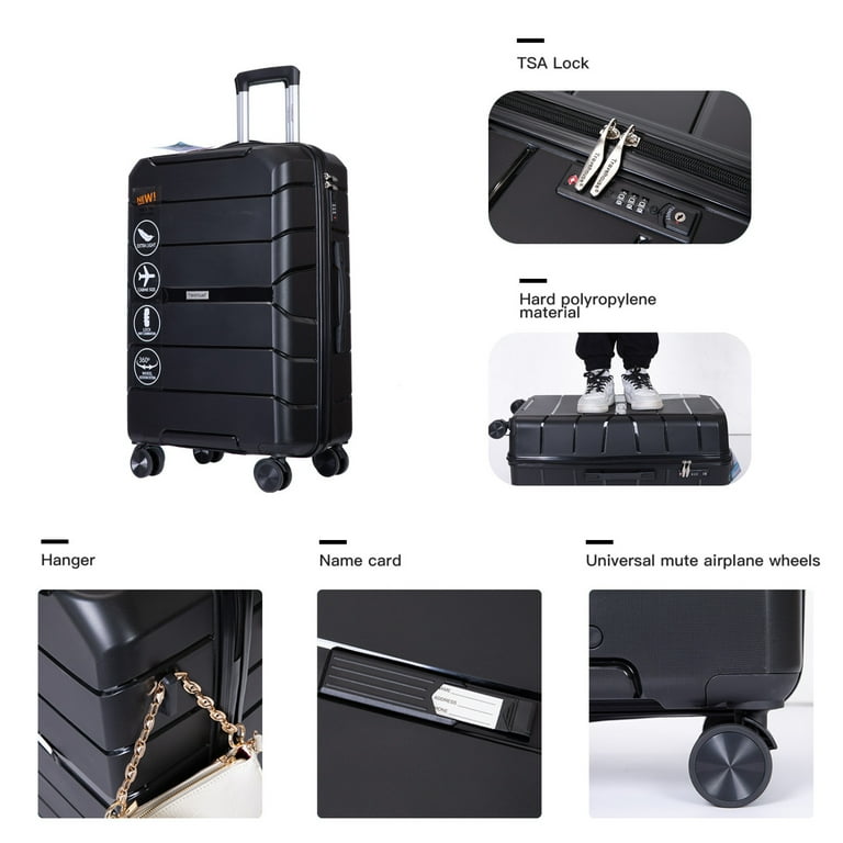 3 Pcs Hardshell Luggage Set, ABS Lightweight Spinner Suitcase with TSA Lock (20/24/28)-ModernLuxe