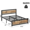 thumbnail image 2 of Yeshouse Cama Tamaño Queen de Metal con Cabecero y Respaldo de Madera, Espacio de Almacenamiento Espacioso Debajo de la Cama, sin Ruido, No Necesita Box Spring, 2 of 7