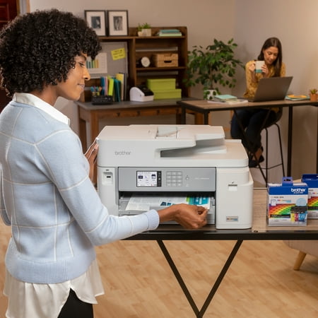 Brother - MFC-J5855DW INKvestment Tank All-in-One Inkjet Printer with up to 1-Year of Ink In-box - White/Gray
