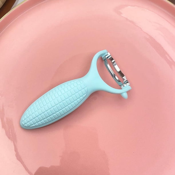 Zhuge Trilladora de maíz de acero inoxidable, dispositivo de trillado de maíz para pelar manualmente en casa, separador rápido de maíz, utensilio de cocina, azul
