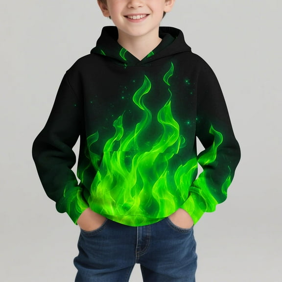 Boys Girls' 3D Graphic Print Cool Hoodies Long Sleeve Pullover Hoodie Sweatshirt Green 11-12 Years