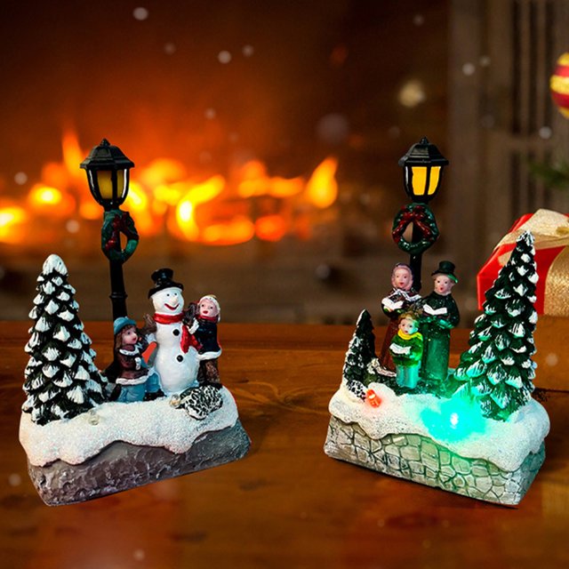 Teissuly Christmas Ornaments High Durability Facial Expressions Resin LED Desktop Glowing Decorations for Home Teissuly WER202310162597
