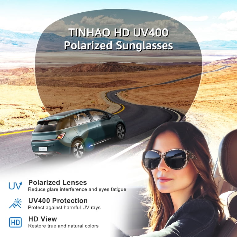 TINHAO Fit Over Cat Eye Polarized Sunglasses, Green photo 2