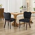 thumbnail image 2 of French Vintage Tufted Upholstered Fabric Dining Chair,Set of 2,Black, 2 of 15