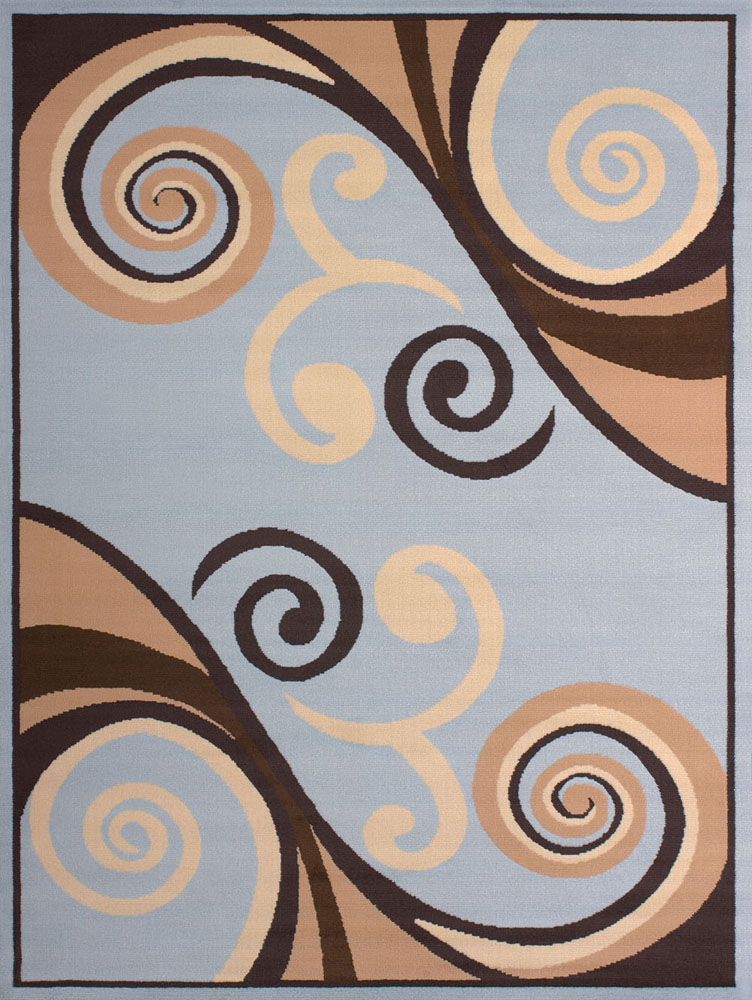 Designer Home Soft Transitional Indoor Modern Area Rug Curvy Swirls  - Actual Size: 2' 3" x 7' 2" Rectangle (Blue) - image 2 of 5