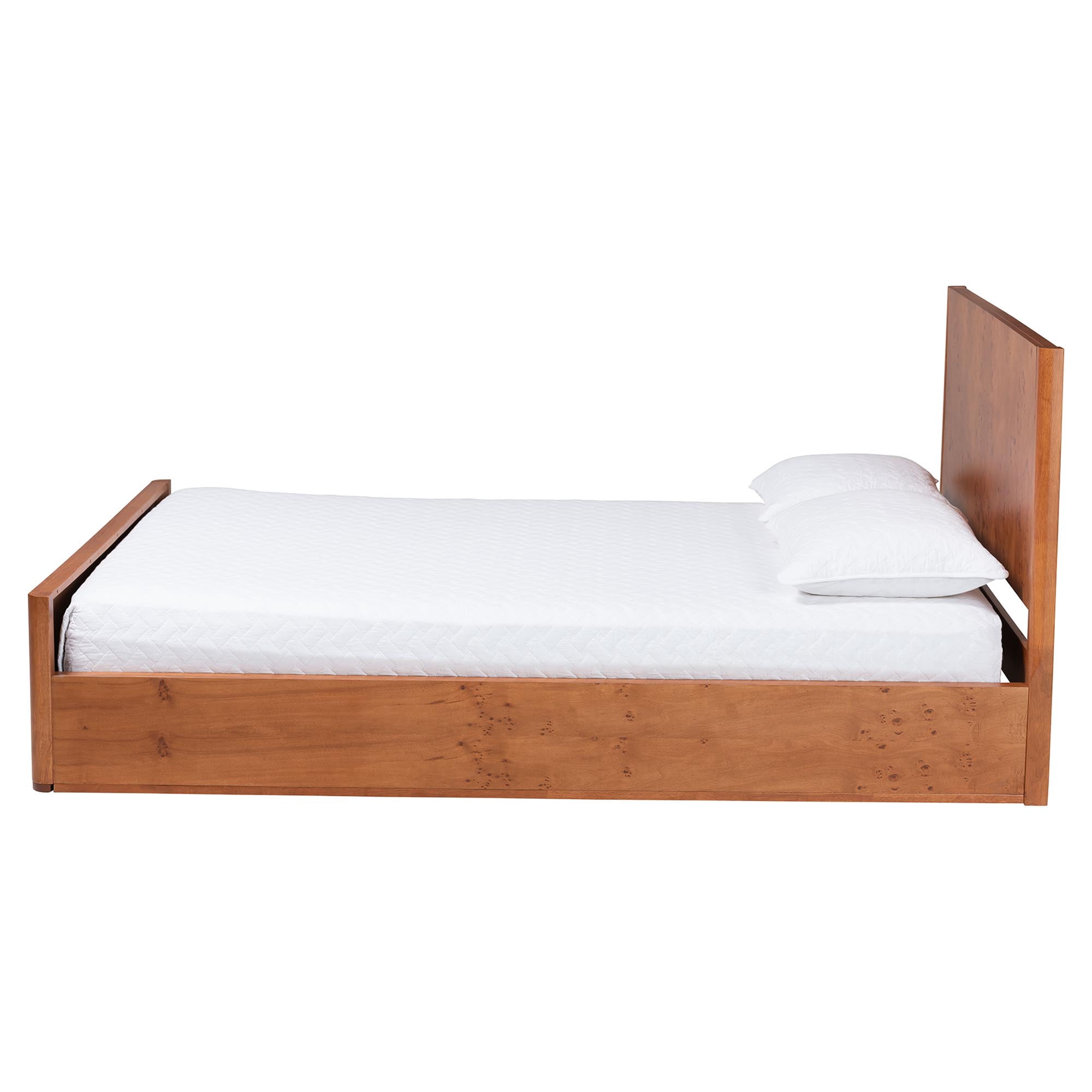 bali & pari Fuentes Modern Platform Bed, Queen, Light Cherry Mappa Burl