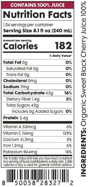 Pomona Organic Juices Black Cherry Juice, 8.4 Oz Bottle (Pack of 12)