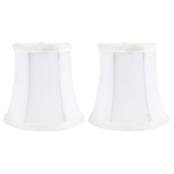 Meriville Set of 2 Off White Faux Silk Clip On Chandelier Lamp Shades, 3.5-inch by 5-inch by 4.75-inch