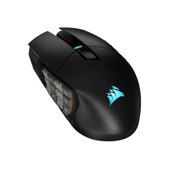 CORSAIR Scimitar Elite - Mouse - optical - 16 buttons - wired, wireless - 2.4 GHz, Bluetooth, USB - USB Slipstream wireless receiver