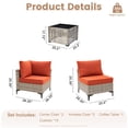 thumbnail image 3 of Vcatnet 7 Pieces Patio Outdoor Conversation Set All Weather Wicker Furniture Sectional Sofa Set with Solar Lamp Coffee Table,Orange Red, 3 of 7