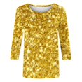 thumbnail image 5 of Fiudx Ofertas Flash Del Día Solo En Línea Blusa Holgada con Cuello Redondo Retro y Manga Tres Cuartos a La Moda para Mujer, 5 of 5