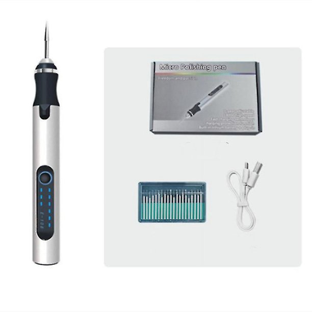 Mini herramienta rotativa inalámbrica, kit de herramientas rotativas con carga USB y 3 velocidades con 20 accesorios, herramienta rotativa eléctrica multiusos de 4,2 V para lijar, Poli Silver