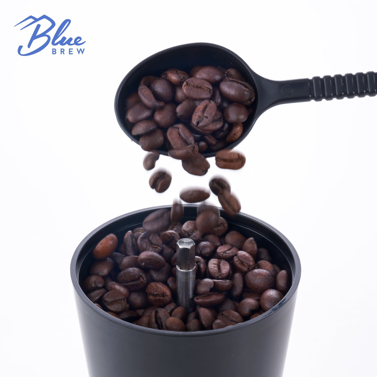 BLUE BREW Coffee Grinder with Conical Ceramic Burrs, Manual, with 2 Airtight Glass Jars, Adjustable Grinding Size Stainless Steel Hand Coffee Mill/Espresso Bean Grinder, BB1007