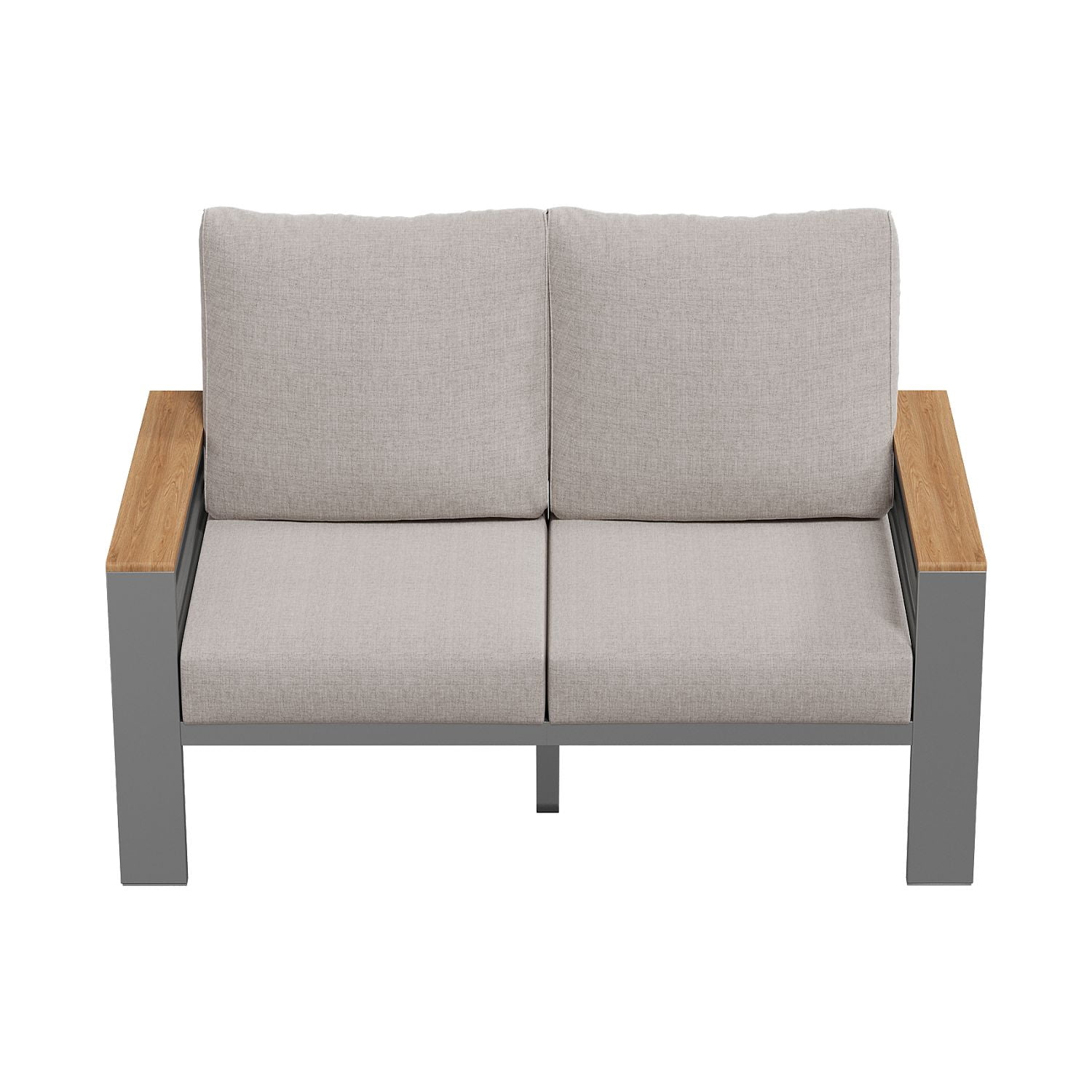 LazySunsets Aluminum Patio Furniture Set 2 Seats, Light Gray