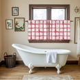 thumbnail image 4 of Red Buffalo Plaid Tier Curtains 24 Inch Length, Farmhouse Check Stripes Retro Geometric Cafe Short Curtains for Bathroom Over Sink, Small Kitchen Curtain Light Filtering Drapes 2 Panels 27.5"Wx24"L, 4 of 8