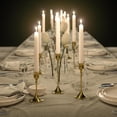 thumbnail image 6 of 3-Pack Vintage Brass Gold Taper Candle Holders | Antique Style Tall Candlestick Set for Wedding Centerpieces, Fireplace Mantel, Dining Table, Party & Holiday Home Decor, 6 of 7