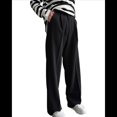 thumbnail image 2 of Pantalones de Traje de Pierna para Mujer, Pantalones Largos Informales de Negocios con Cintura Holgada y Corte Holgado Negro S, 2 of 10