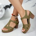 thumbnail image 3 of Mepaouo Women's Open Toe Heels Sandals Block Platform Dress Pumps Slingback Walking Shoes Green 6, 3 of 5