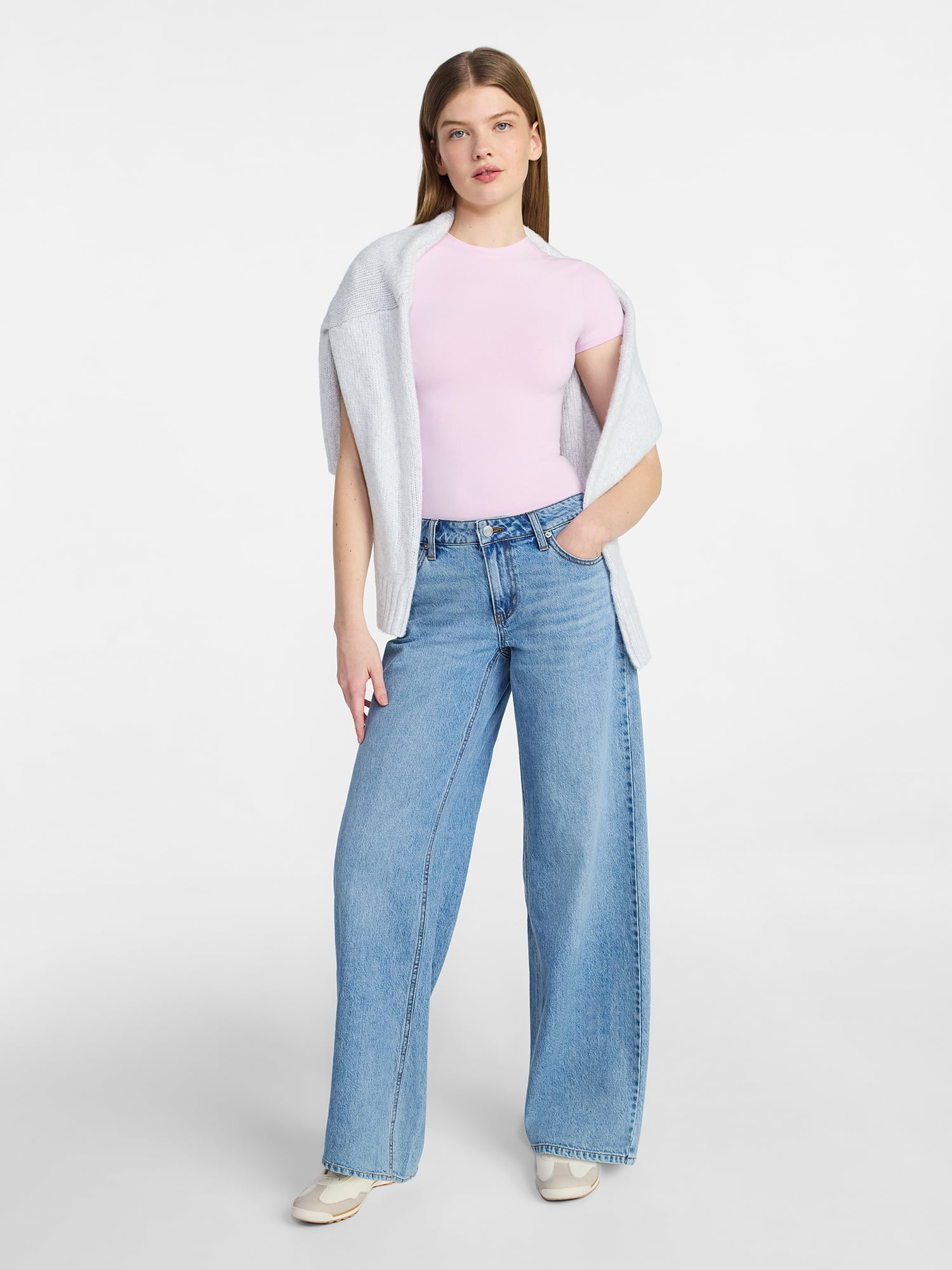 No Boundaries Cotton Stretch Jersey T-Shirt Bodysuit, Women’s XS-3XL