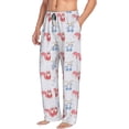 thumbnail image 3 of Kdxio Red Squirrel And Blue Rabbit Print Men's Sleep Pajama Pant Lounge Pants with Pockets, 3 of 8
