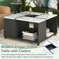 thumbnail image 2 of Lostcat 31" Modern Coffee Table: 2-Layer, Casters, Removable Tray, UV High-Gloss Marble, White+Black, 2 of 5